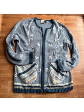 Christmas sweater full zip field gear size small vintage